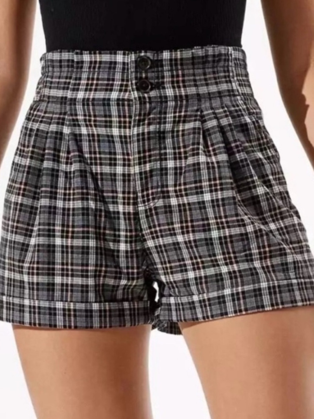 AE - Plaid High-Waisted Shorts